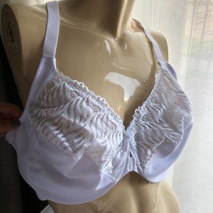 44D Glamorise NWOT White front closure with lace plunge wired bra